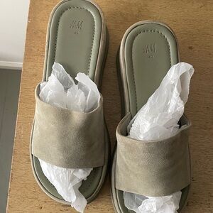 Sage Green Suede Slide Sandals